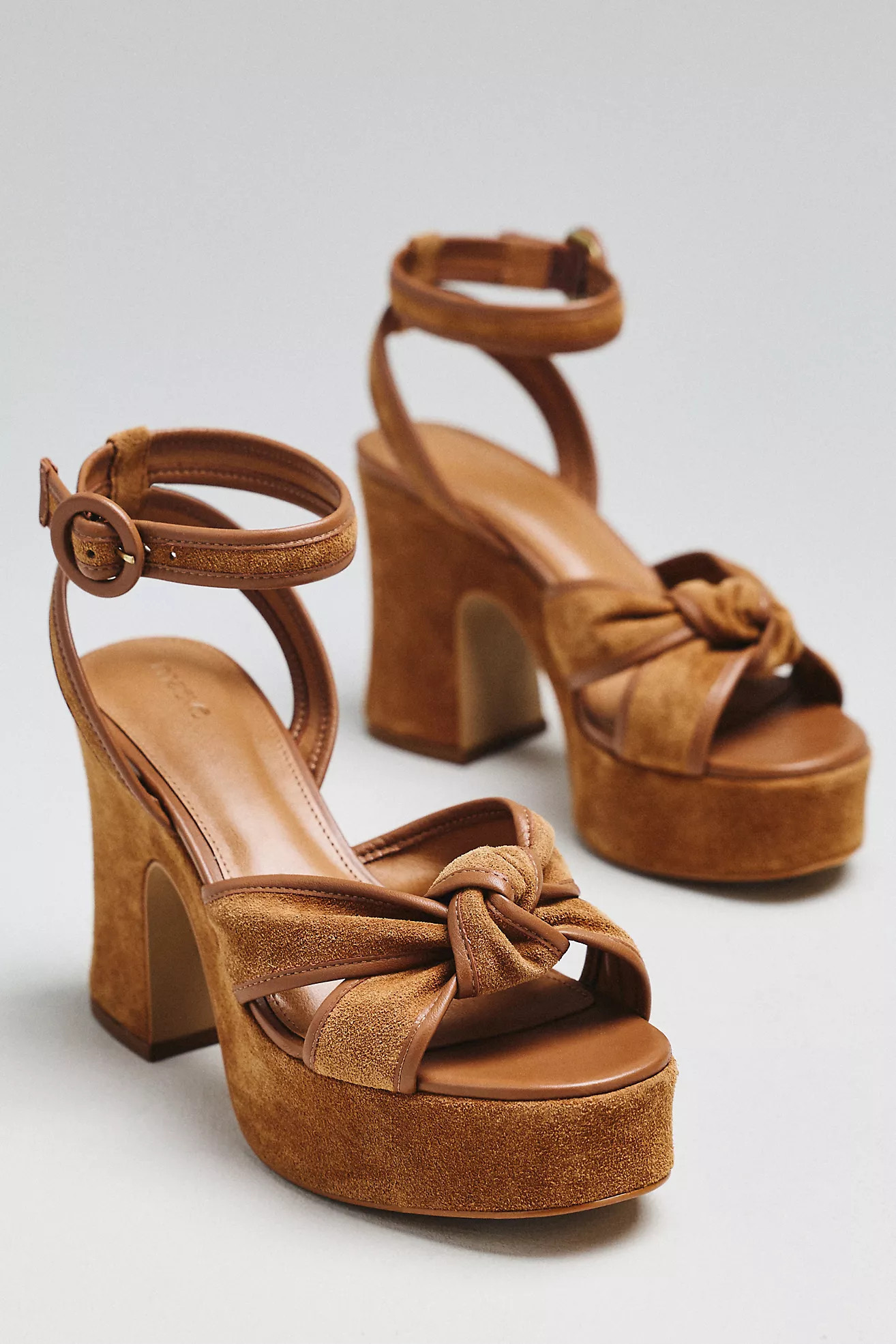 Maeve Knotted Suede Platform Sandals | Anthropologie (US)