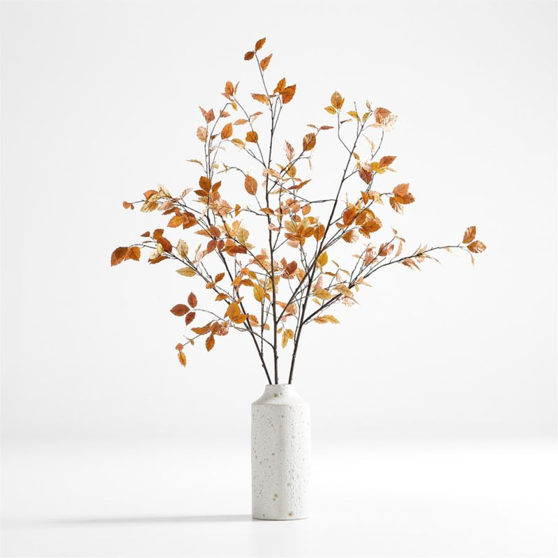 Ema Vase & Golden Leaf Branch Artificial Arrangement | Crate and Barrel | Crate & Barrel