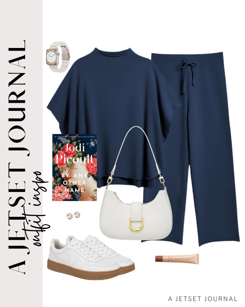 I love how classy this navy matching set looks. It’s the perfect match for the By Any Other Name book that I’ve been into lately. Style this with a cute stud earrings set, Vionic Kimmie court sneakers, and a small white shoulder bag. 

 #LTKSeasonal #LTKSaleAlert #LTKTravel