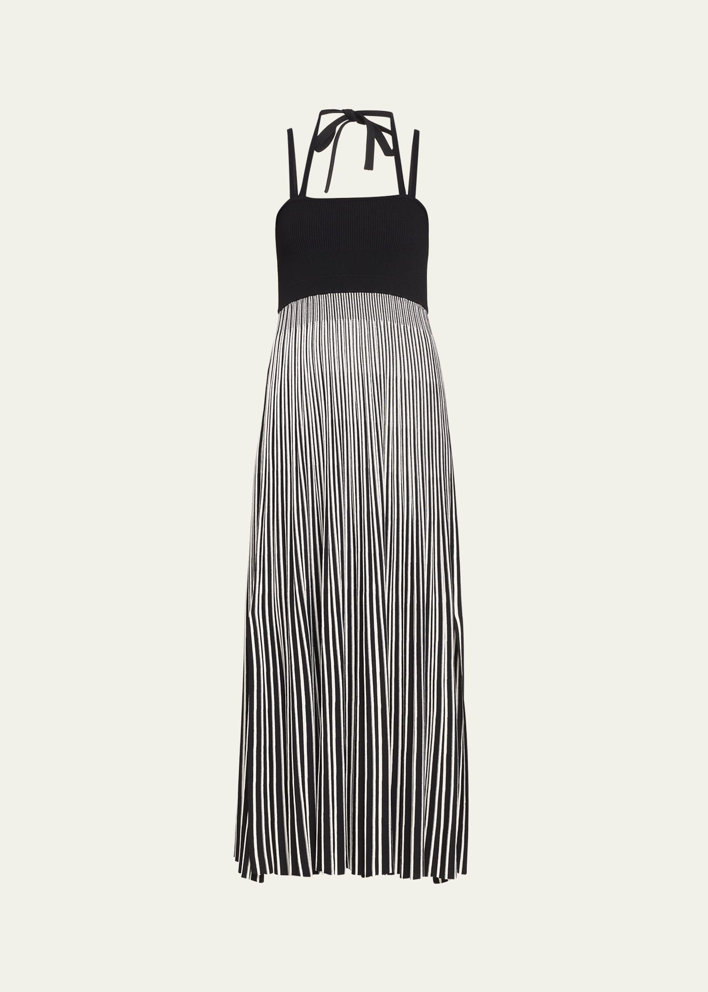 MARIA MCMANUS Pleated Stripe Halter-Neck Dress | Bergdorf Goodman