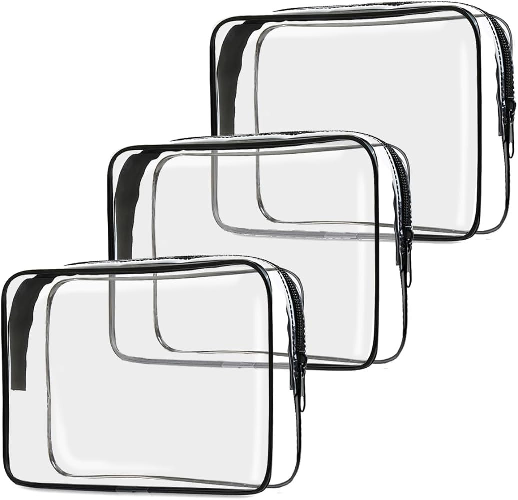CADAVO TSA Approved Toiletry Bag, 3 Pack Clear Travel Bags for Toiletries, Quart Size Makeup Cosm... | Amazon (US)