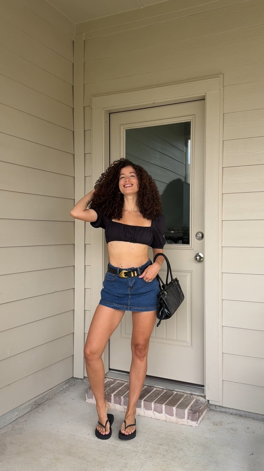 Denim skirt and crop tops 😍😍  wearing size small 🫶 #jeanskirt 

#LTKFindsUnder100