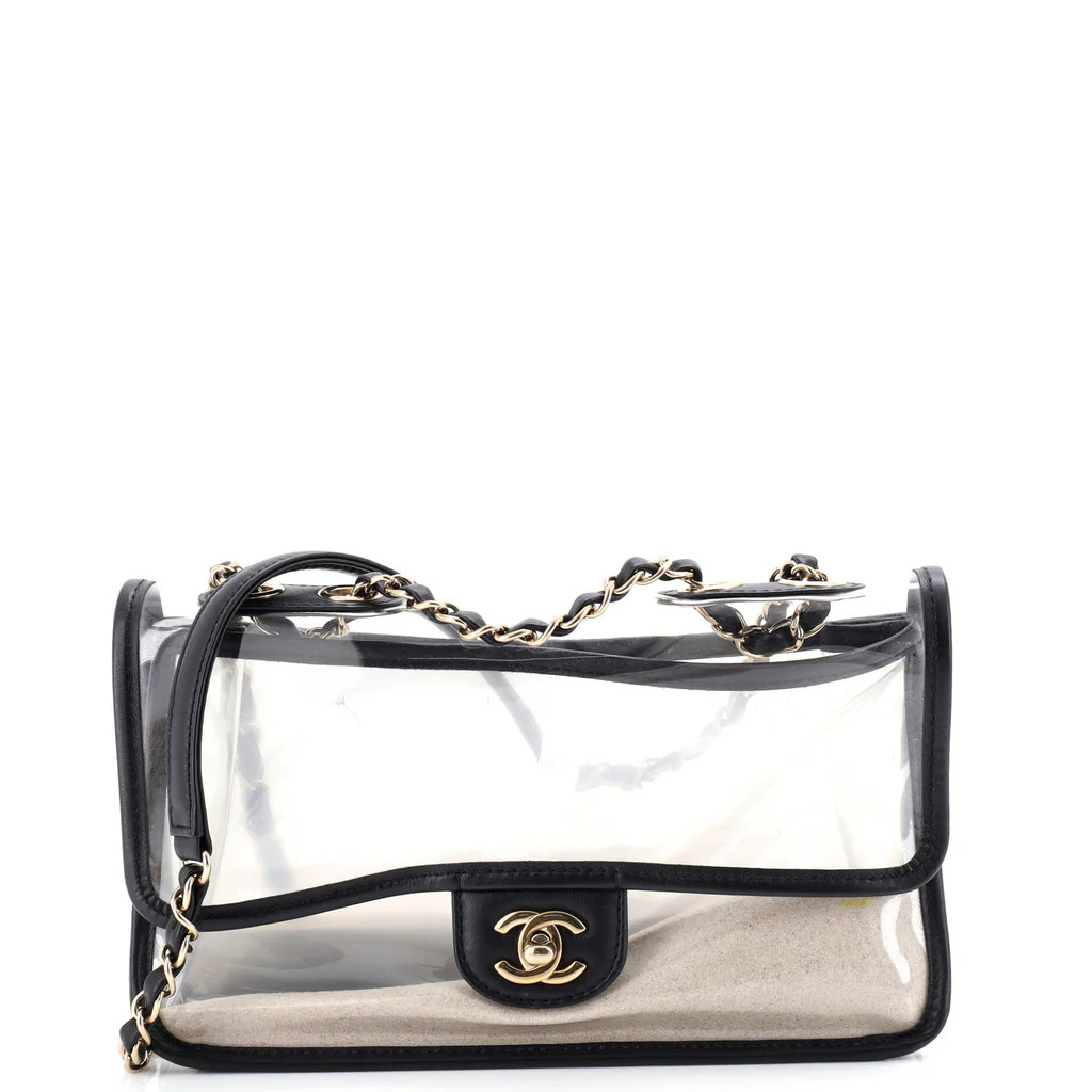 Chanel Sand By The Sea Flap Bag PVC with Lambskin Medium Black 3853103 | Rebag