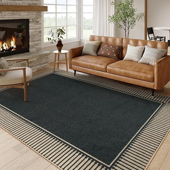 Moynesa Striped Border Easy Jute Outdoor Rug 8x10, Washable Indoor Outdoor Patio Area Rugs for Li... | Amazon (US)