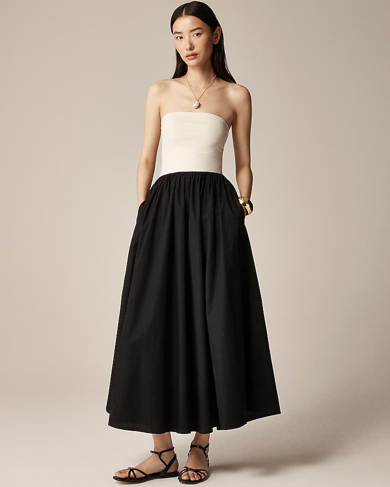 Strapless colorblock mixy dress | J. Crew US