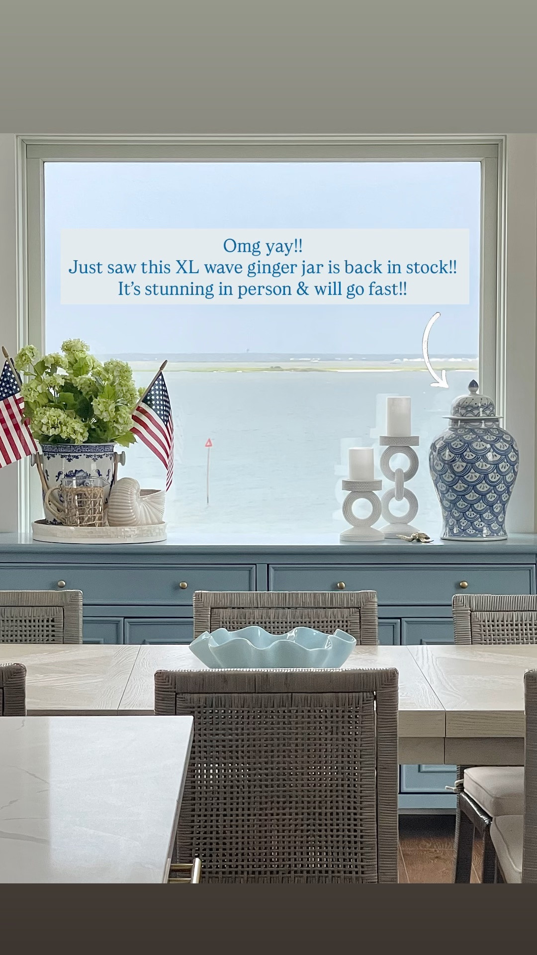 This extra large blue & white wave ginger jar is stunning in person and went so fast the last time it came on!! Save compared to what designer stores sell it for!! I know people have been waiting for it to restock, so snag asap!! 🤍🌊🐚

#LTKHome #LTKSaleAlert