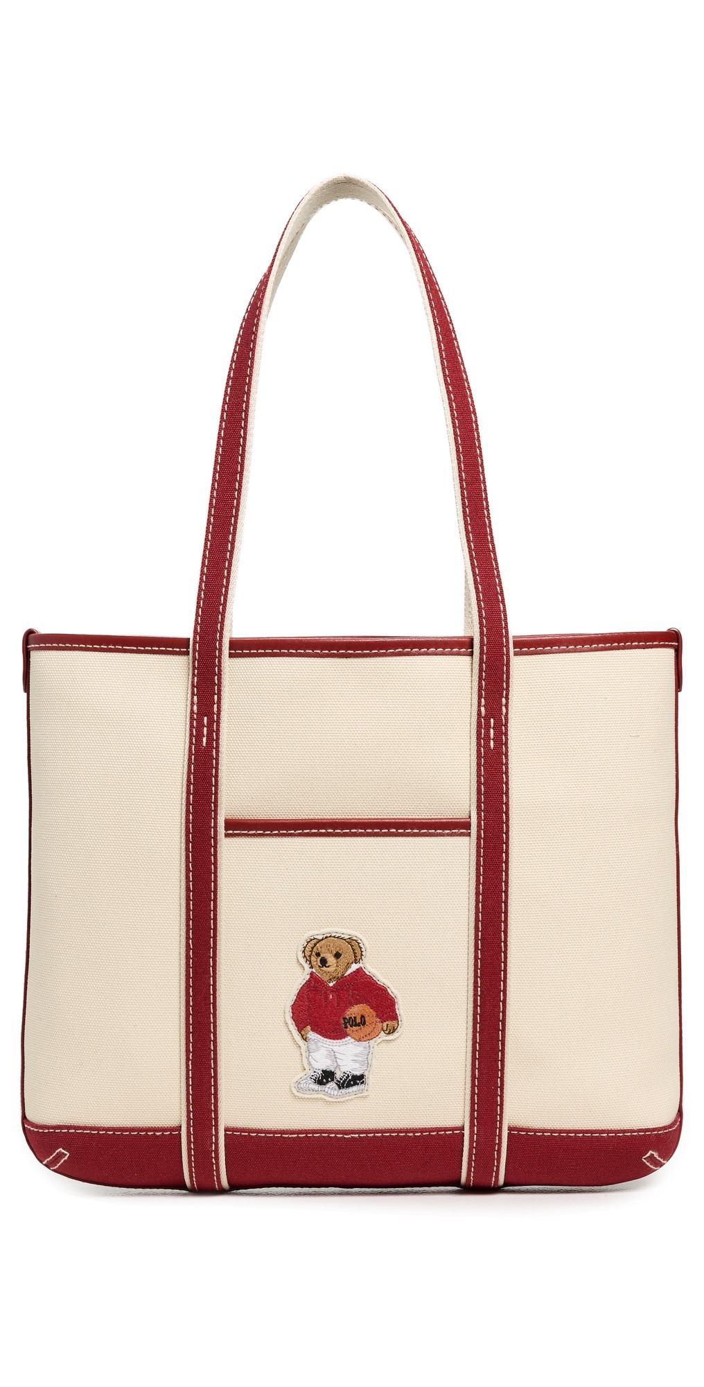 Polo Ralph Lauren Basketball Bear Small Shopper Tote Ecru/Radish One Size | Shopbop