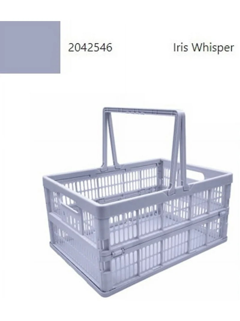Mainstays Plastic Collapsible Storage Basket w/ Handles, Purple | Walmart (US)