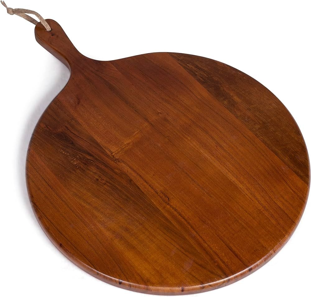 BirdRock Home 18” Round Acacia Wooden Cheese Serving Board with Handle | Party Charcuterie Boar... | Amazon (US)