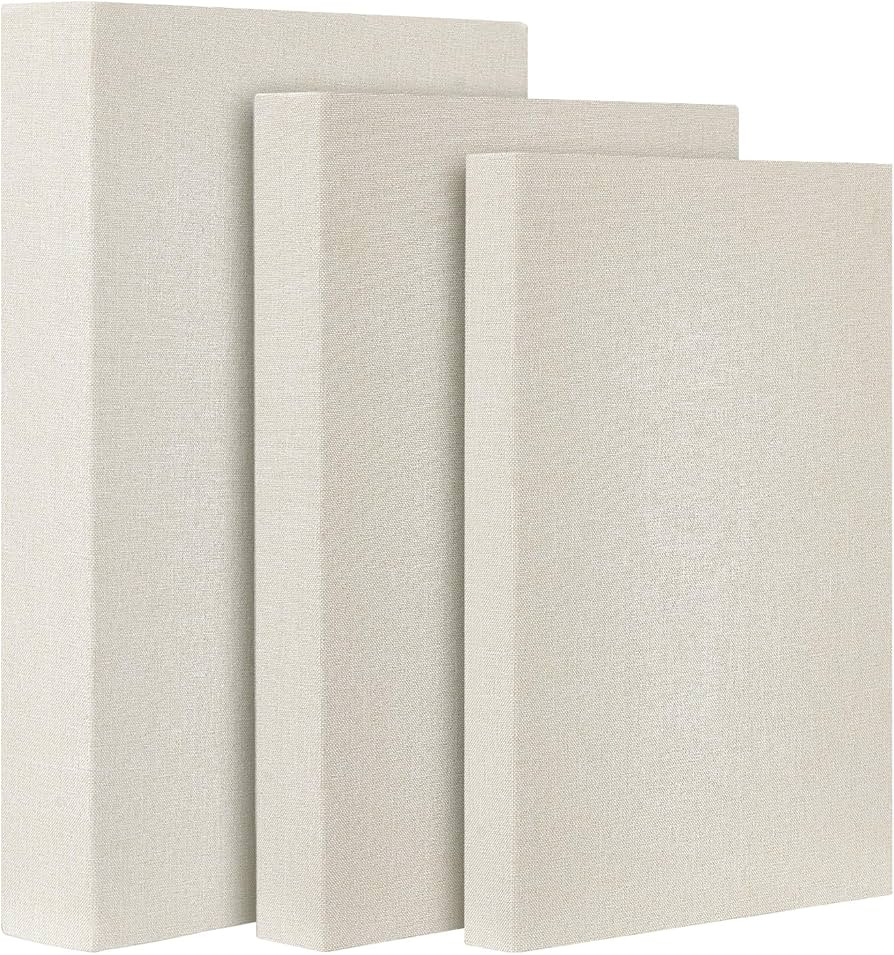Beautiful Decorative Books Set of 3 Modern Linen Decorative Faux Book Boxes Bookshelf or Mantel D... | Amazon (US)