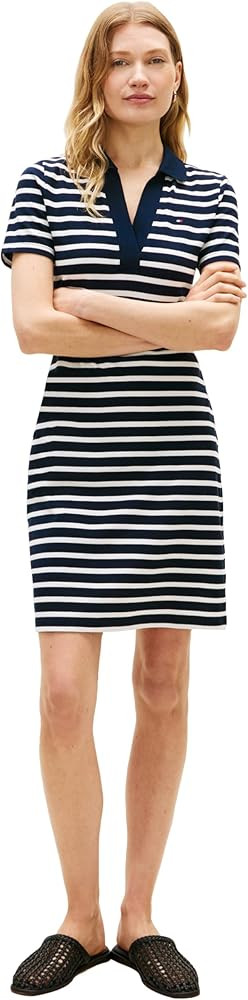 Tommy Hilfiger Women's Short Sleeve V Neck Polo Dress Casual Tennis Dress | Amazon (US)
