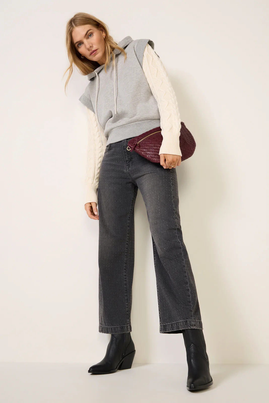 AG Women's Hattie Sparkle Barrel Jean, Size 27, Grey | Evereve