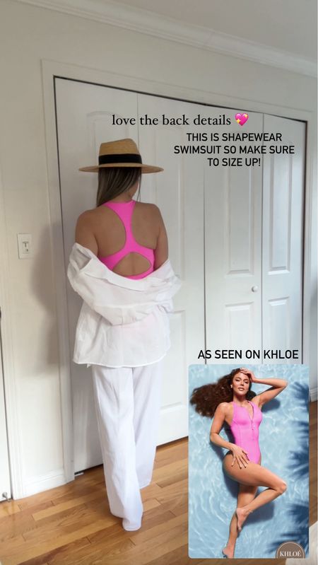 Hot pink swimsuit is shape wear so make sure to size up! 

100% cotton white pants and shirt are true to size - wearing sz small
Great beach or vacation outfit

Fabletics 💖



#LTKtravel #LTKfindsunder100 #LTKswim