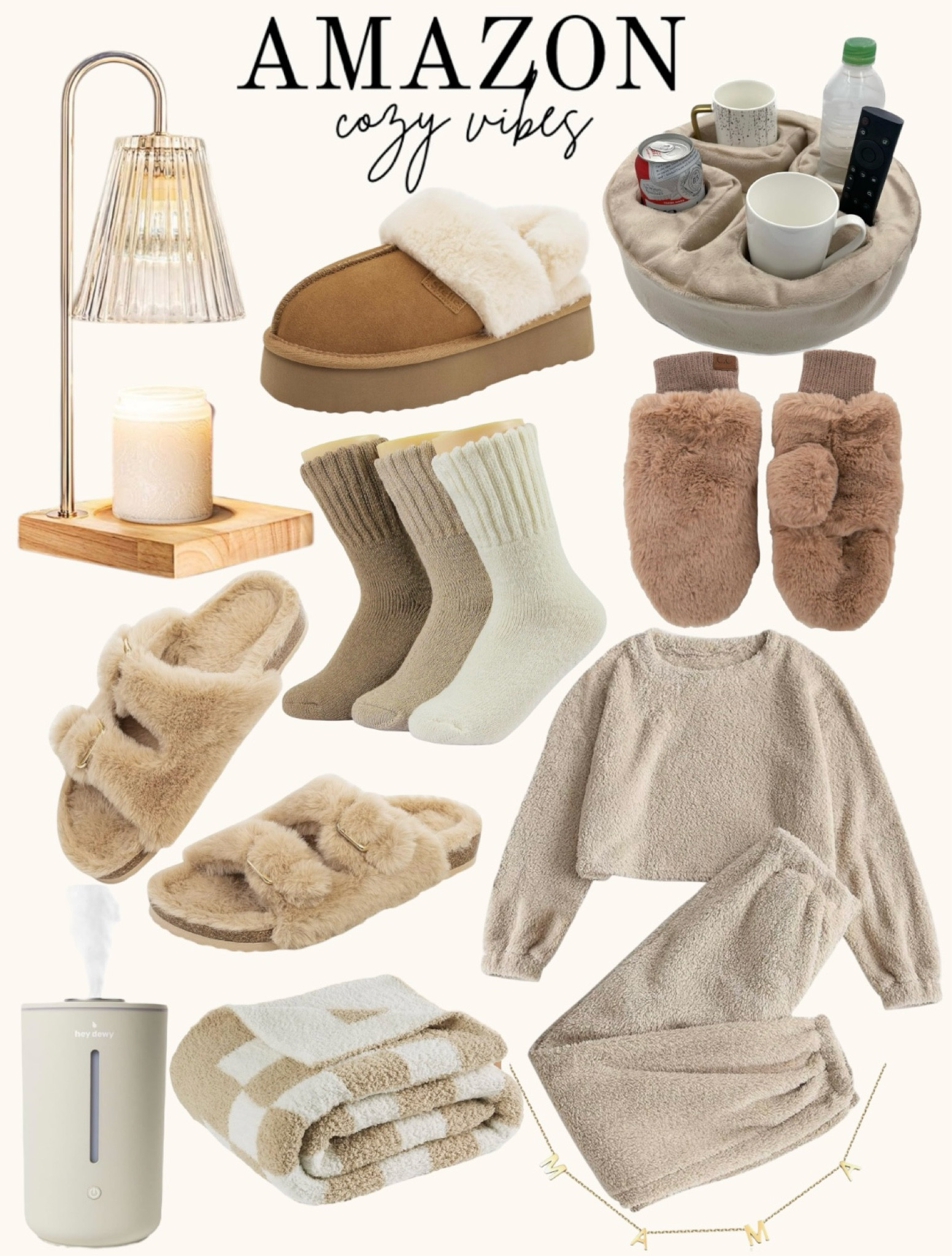Cozy winter finds that would be great options for gifts, and/or for treating yourself 🎄✨

Fuzzy mittens, platform UGG dupe, slippers/shoes, candle warmer lamp, humidifier, blanket, fleece two-piece cozy set, socks, gift guide, gifts for her, holiday season, Amazon finds, neutral lover, winter fashion 

#LTKSeasonal #LTKGiftGuide #LTKHoliday