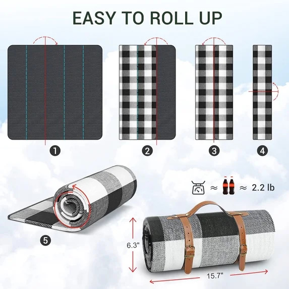 Extra Large Picnic Blanket, Waterproof and Foldable Beach Blanket for Camping, Park, Beach, Grass | Walmart (US)