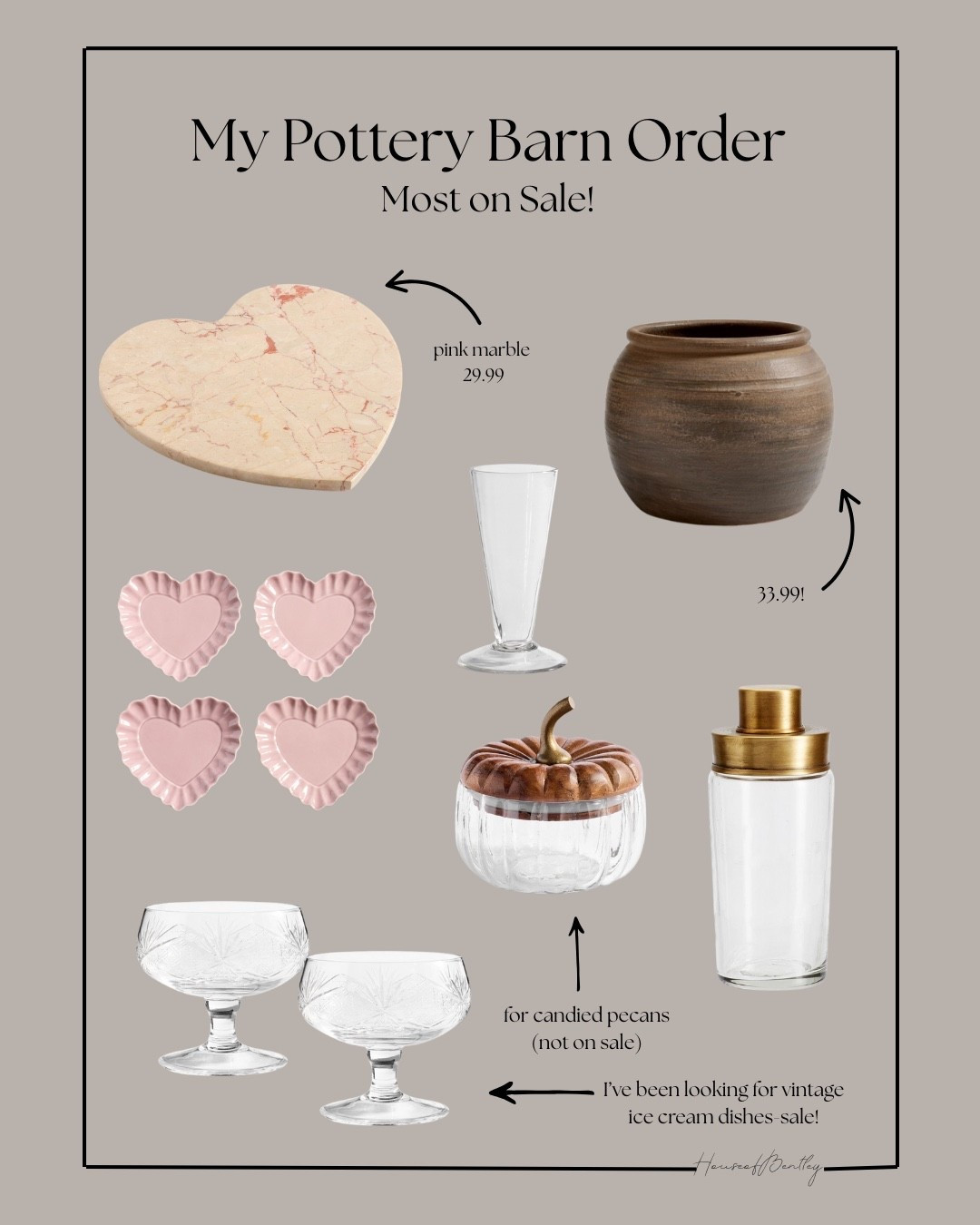Pottery Barn sale
Valentines plates
Marble heart serving tray charcuterie 
Vintage ice cream bowls
Brown planter pot for florals
Pumpkin snack container
Brass cocktail shaker for bar set up

#LTKHome #LTKSeasonal #LTKFallSale