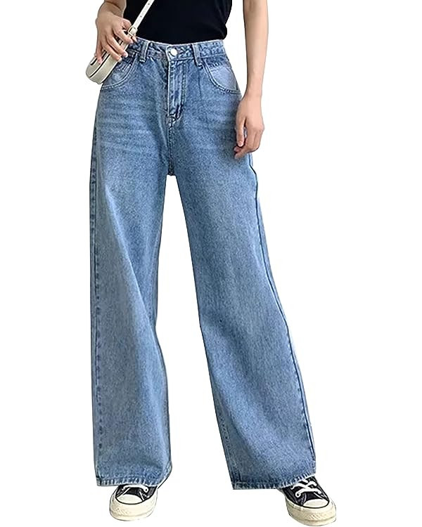 HDLTE Women Wide Leg Jeans High Waist Baggy Jeans for Women Loose Boyfriends Jeans Denim Pants Y2... | Amazon (US)