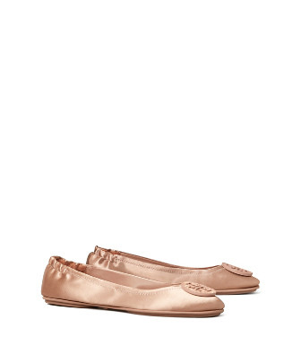 Tory Burch Minnie Embellished-Logo Travel Ballet Flat, Satin | Tory Burch (US)