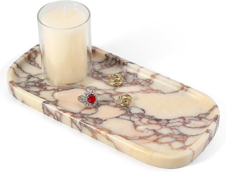 Koville Luxury Calacatta Viola Marble Tray, 10"x5" Marble Vanity Tray for Bathroom Countertop Kit... | Amazon (US)