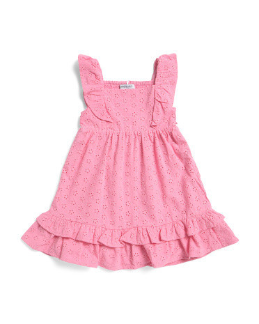 Toddler Girls Eyelet Ruffle Dress, Cotton/Viscose | TJ Maxx