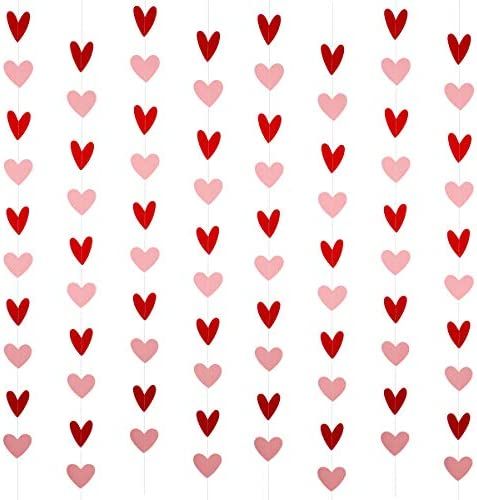 80 Heart Garland Red & Pink- Valentines Day Decoration, Hanging Hearts, Valentines Day Banner, Ha... | Amazon (US)