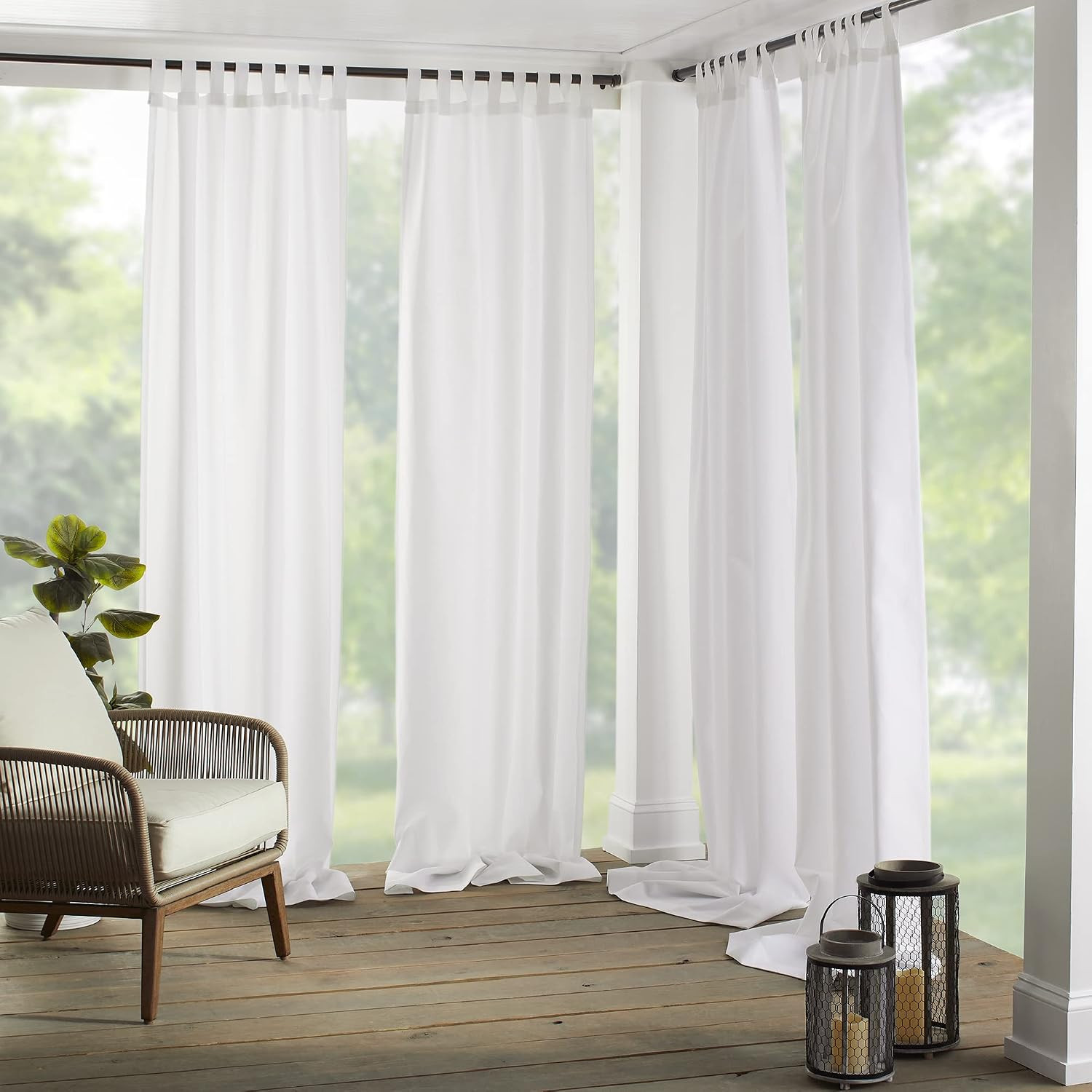 Elrene Home Fashions Matine Weatherproof Tab-Top Indoor/Outdoor Solid Color Curtain Panel for Por... | Amazon (US)