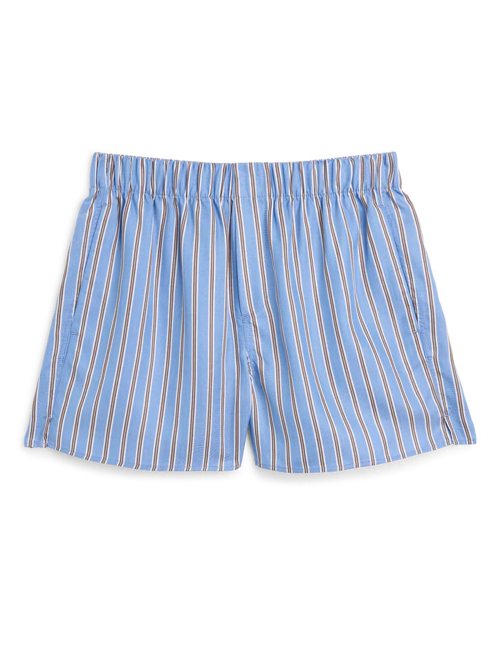 The Boxer: TENCEL™ Lyocell, Cornflower and Mocha Stripe | With Nothing Underneath