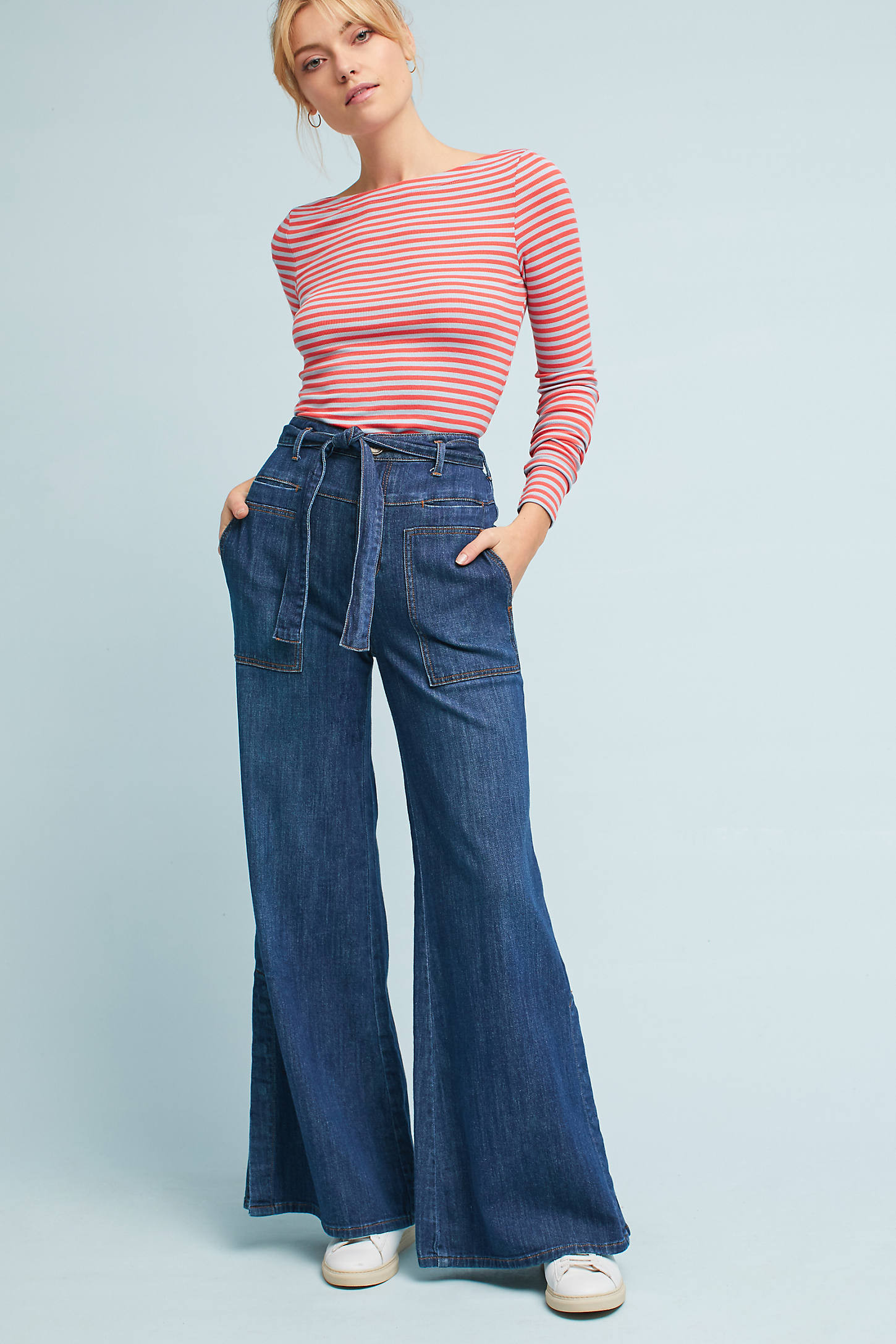 Pilcro Belted Denim Wide-Legs | Anthropologie (US)