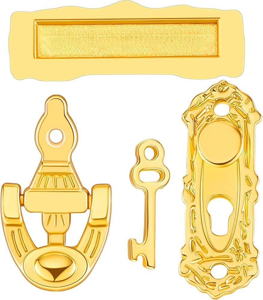 Chivao 1:12 Miniature Golden Door Lock and Key 4 Sets in 1 Pack Door Knocker Lock Doorplate Set D... | Amazon (US)