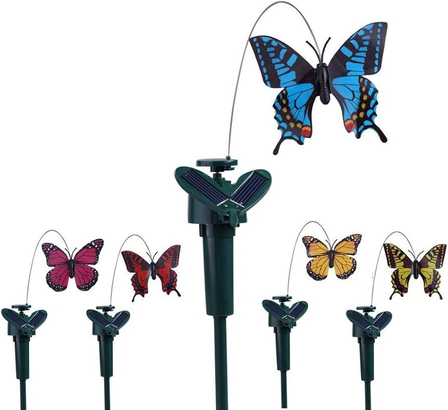 Vanki Solar Yard Stake Fluttering Insects Solar or Battery Powered 5 PCS Butterfly | Amazon (US)