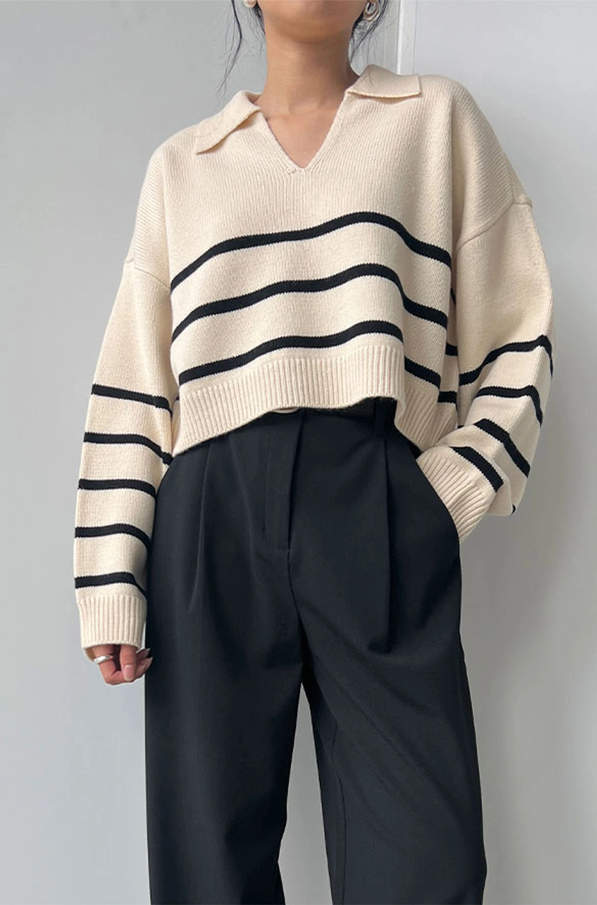 COLLARED STRIPE SWEATER | OAK + FORT