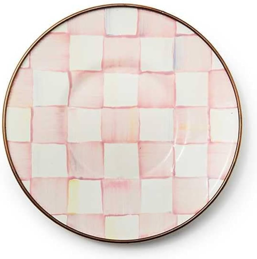 MACKENZIE-CHILDS Enamel Saucer, Pink-and-White Rosy Check | Amazon (US)