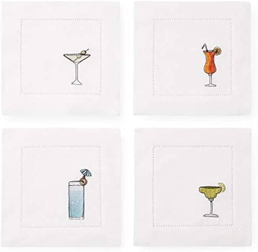 Sferra Bevande Embroidered Cocktail Napkins (6" x 6") - Set of 4 | Amazon (US)