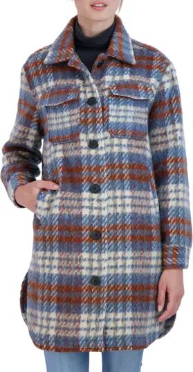 Sebby Brushed Plaid Long Shirt Jacket | Nordstromrack | Nordstrom Rack