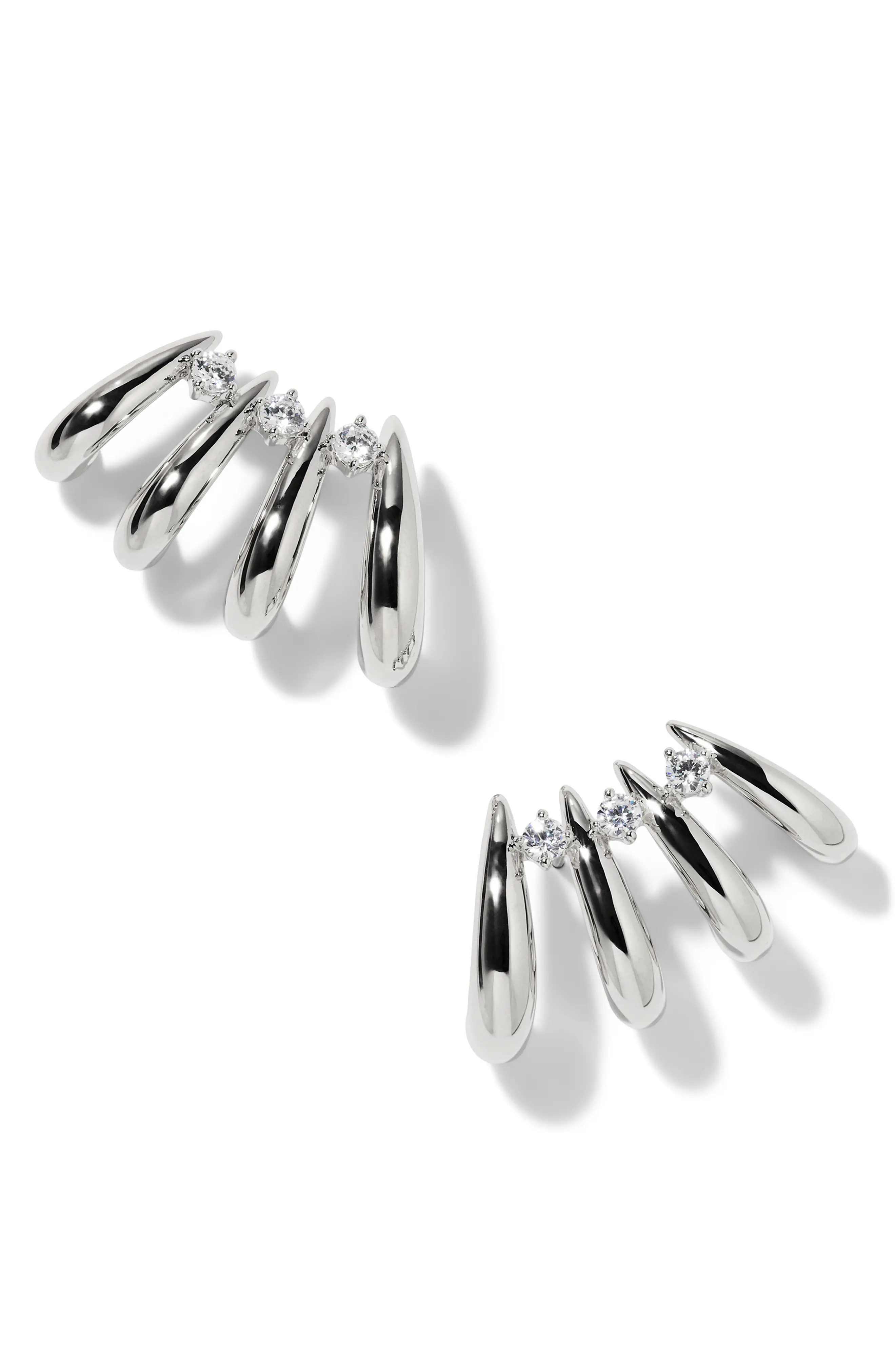 Nadri Pisa Hoop Climber Earrings in Rhodium at Nordstrom | Nordstrom