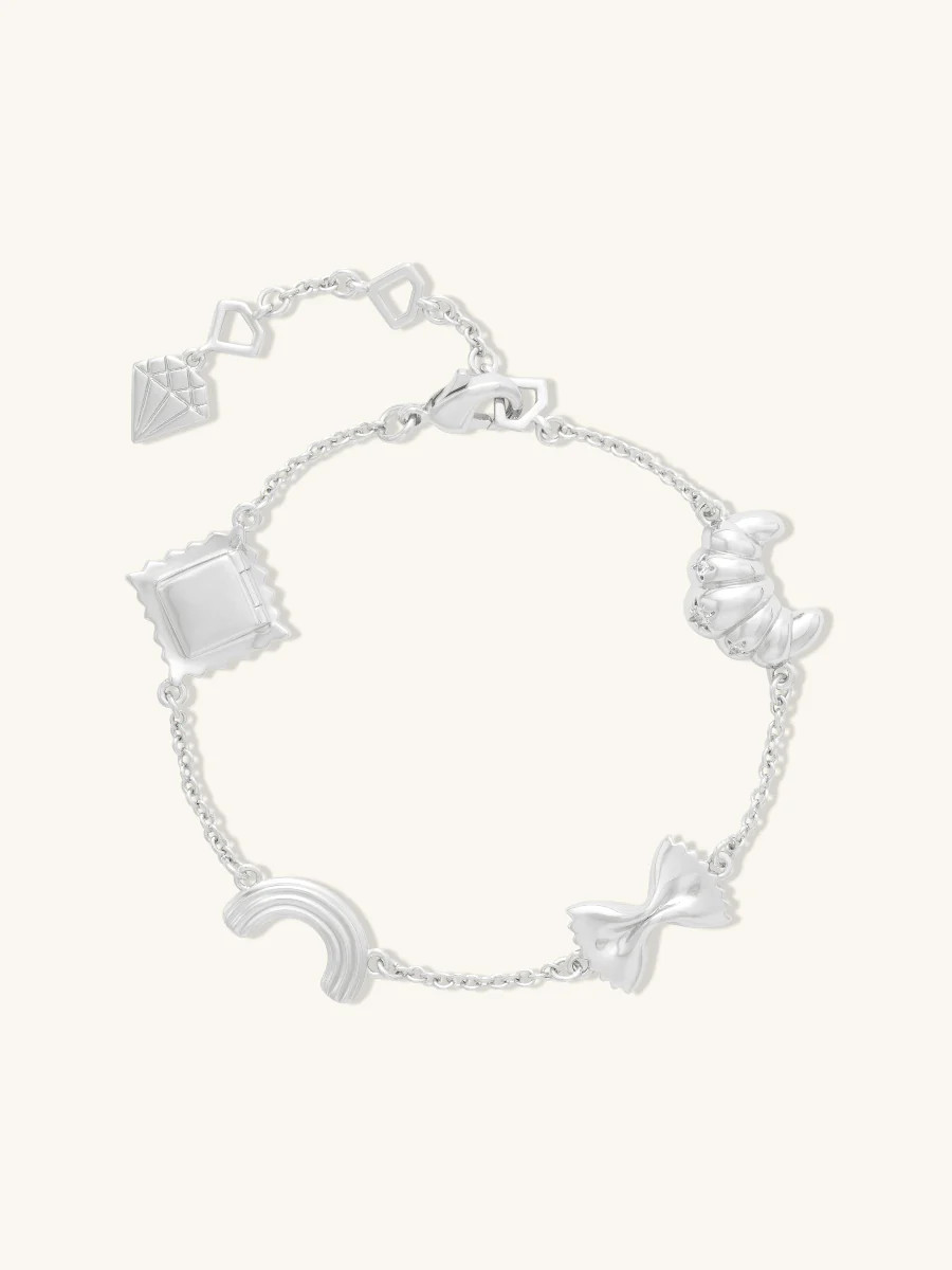 Food Party Charm Silver Bracelet | Wanderlust + Co | Wanderlust + Co