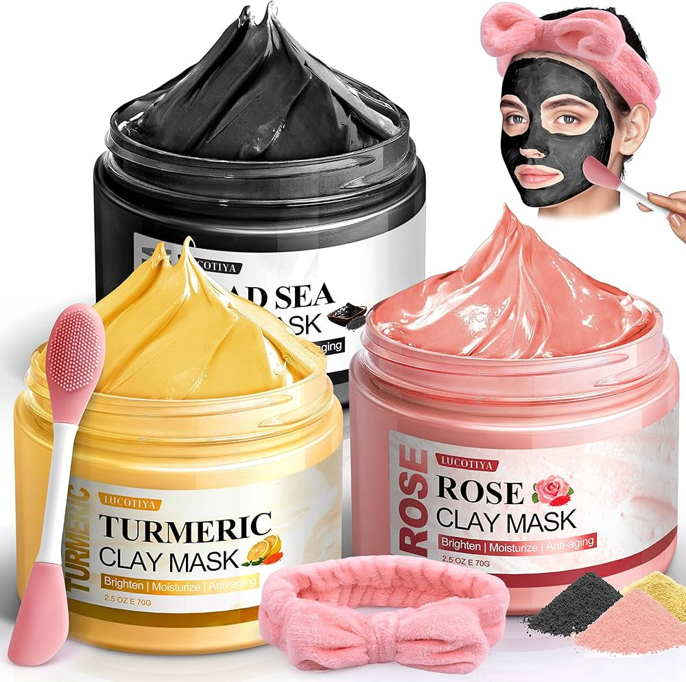LUCOTIYA 5 Pcs Face Mask Skin Care Set for Deep Pore Cleansing Turmeric Vitamin C Clay Mask, Dead... | Amazon (US)
