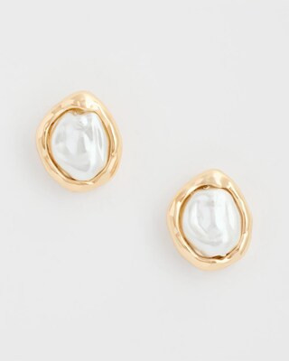 Pearlescent Golden Rimmed Stud Earrings | Chico's | Chico's