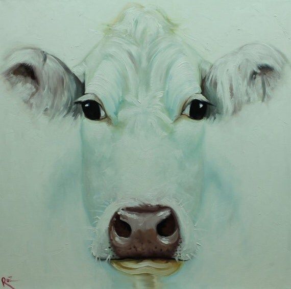 Cow painting 1076 24x24 inch animal original oil painting by Roz | Etsy (US)