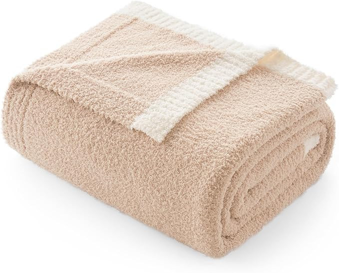 Snuggle Sac Ultra Soft Throw Blanket for Couch Bed Sofa 50x60 inches, Reversible Beige Blanket Mi... | Amazon (US)