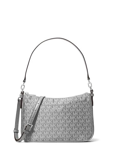 Michael Kors Jet Set Medium Top Zip Pochette Crossbody Bag, Silver-Tone Hardware/Tonal MK Signature Nylon/Storm | Amazon (US)