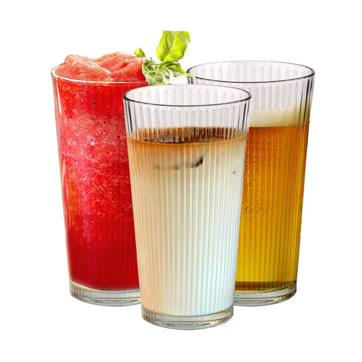 Le'raze Set of 10 Ribbed Glass Drinking Glasses - 16oz. | Target