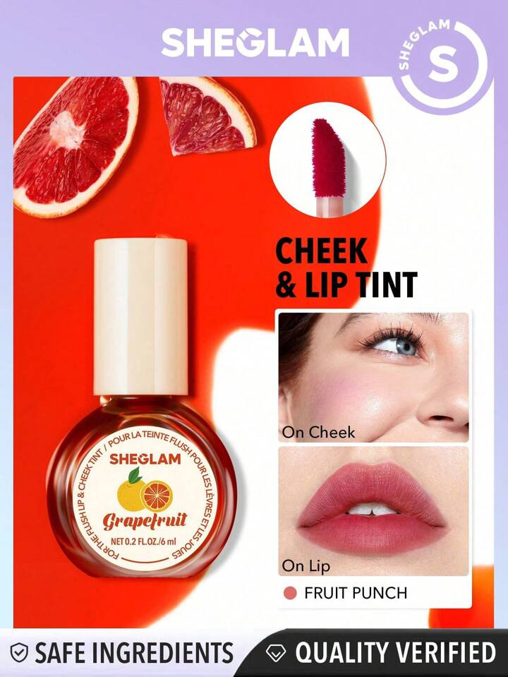 SHEGLAM For The Flush Lip & Cheek Tint-Fruit Punch Long-Lasting Matte Finish Lip Tint Easy-To-Use... | SHEIN