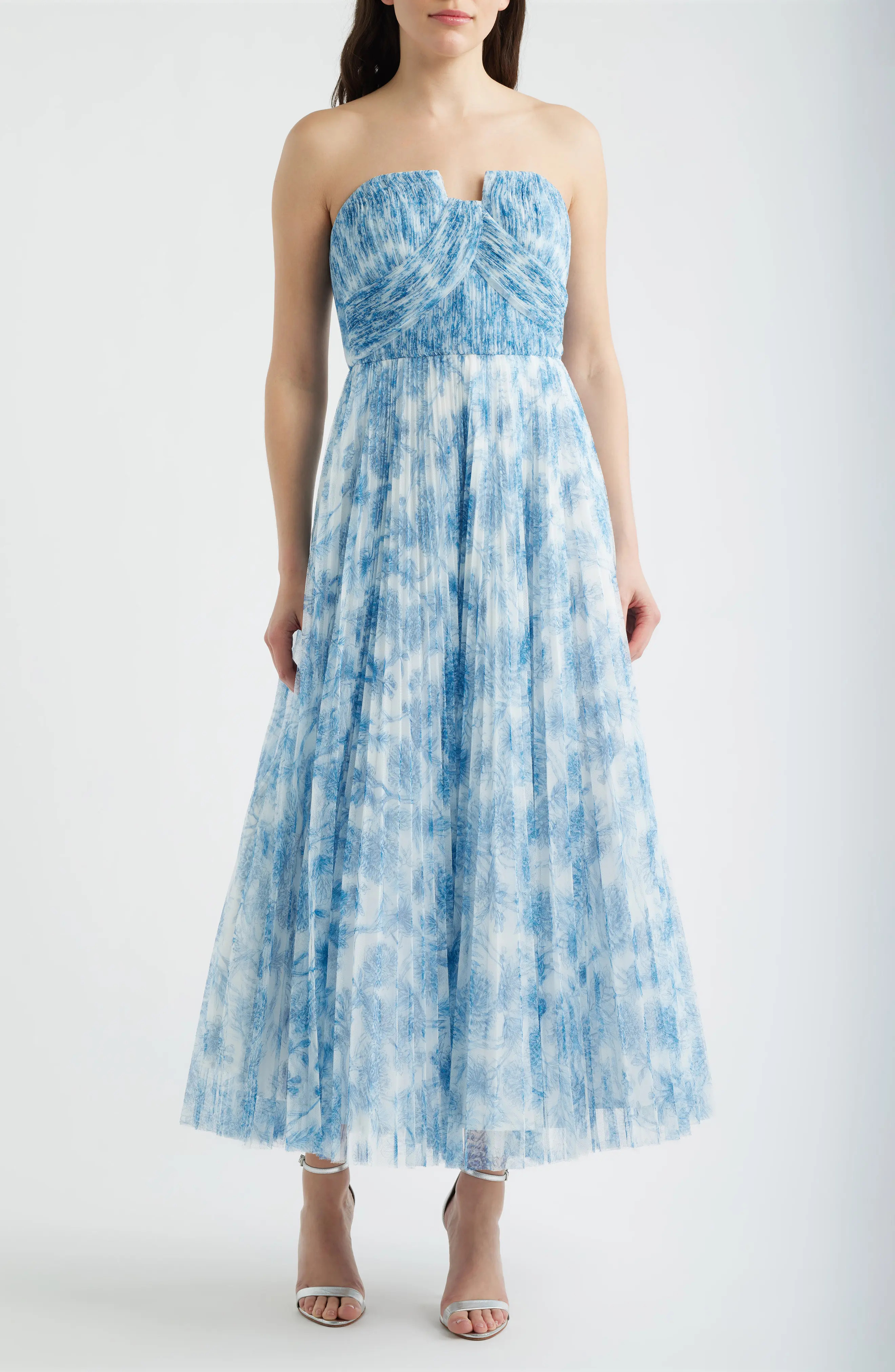 Pleated Strapless Mesh Gown (Women) | Nordstrom | Nordstrom