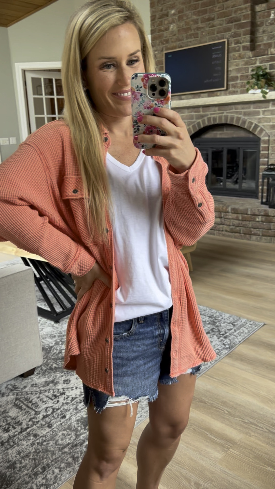 Love this long sleeve waffle top. Perfect paired with denim shorts and a tee. Would also work for a swim coverup. 

#LTKstyletip #LTKsalealert #LTKSeasonal