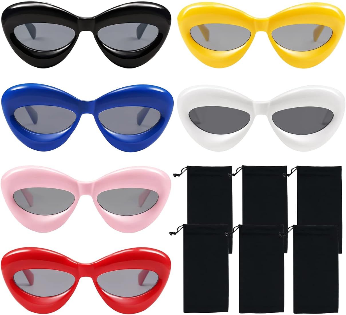 HOMSHIAM 6PCS Inflated Sunglasses, Inflated Fun Lip Shape Sunglasses for Festival Party, Fashion ... | Amazon (US)