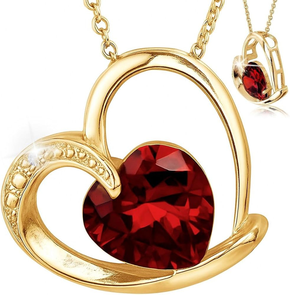 White Red Crystal Heart Necklaces for Women - Charm Crystal Necklace - Promise Goldtone Pendant H... | Amazon (US)