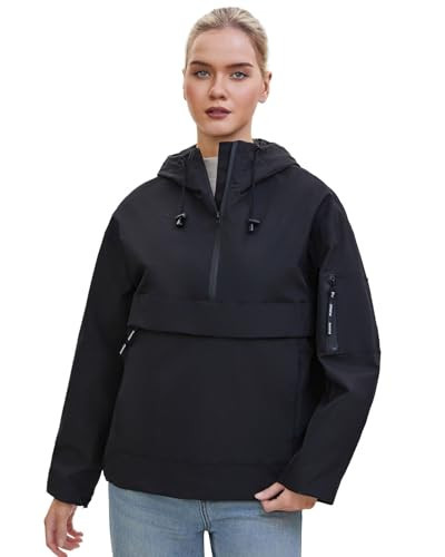 PUFFIT Rain Jacket Women, Women\u2019s Lightweight Anorak Pullover Hoodie Jacket, Water-Resistant | Amazon (US)