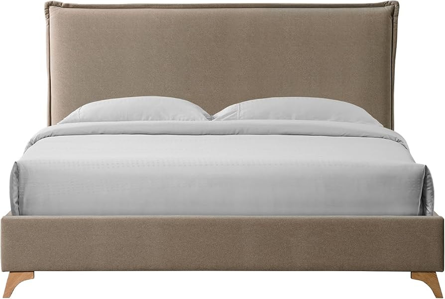 DG Casa Lottie Brown Flange Edge Bed Frame with Headboard – Queen Size Bed Upholstered Mocha Fa... | Amazon (US)