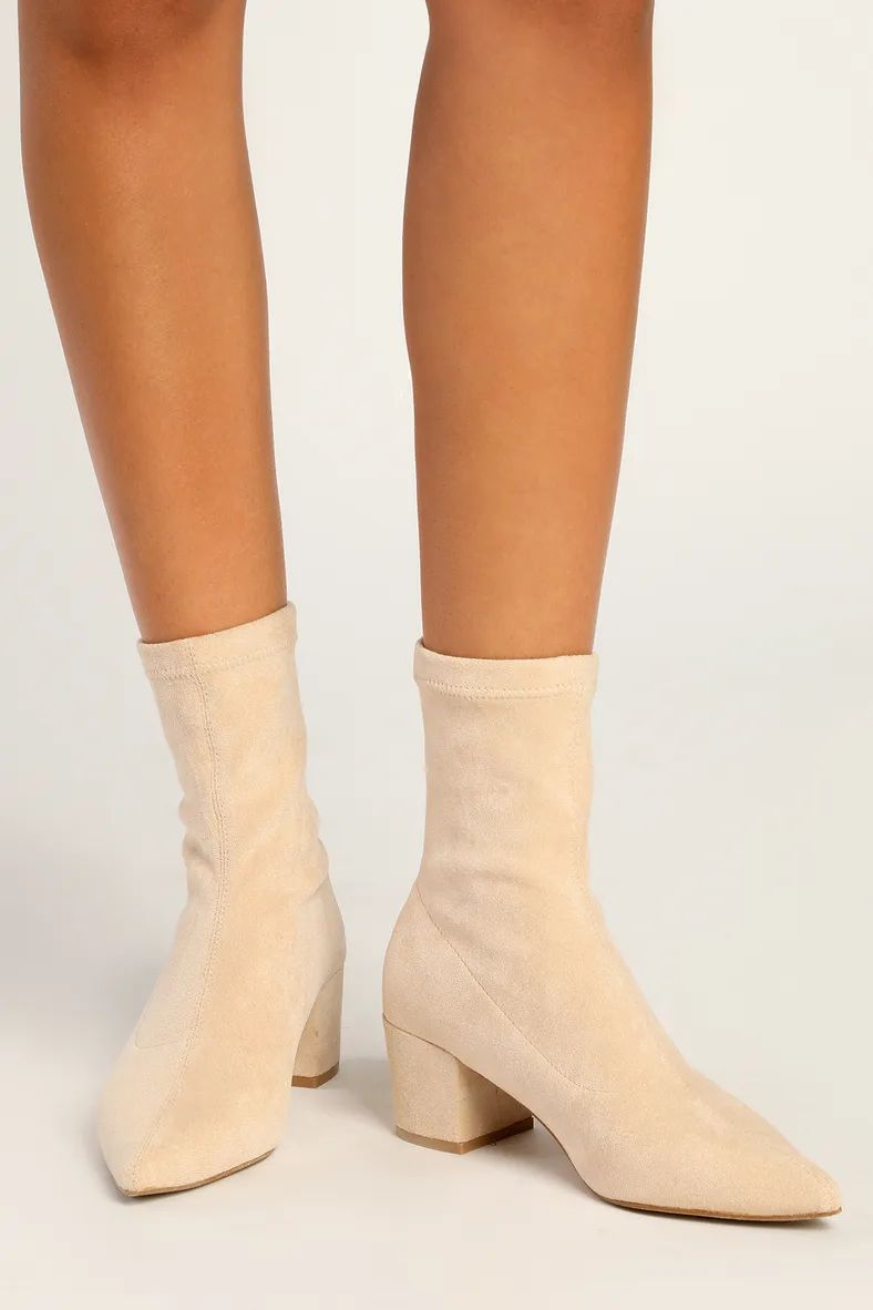 Aeryn Apricot Suede Pointed-Toe Mid-Calf Boots | Lulus (US)